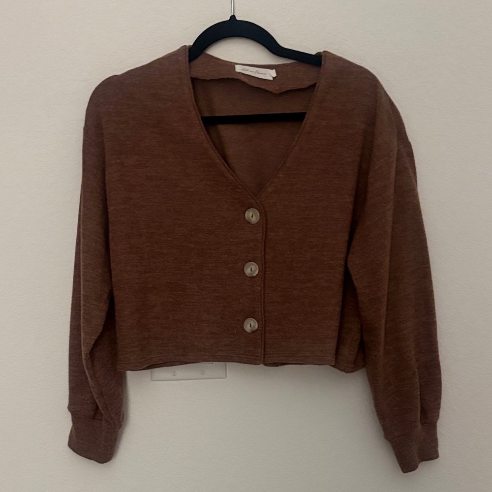 All in Favor Rust-Brown Knit Cardigan